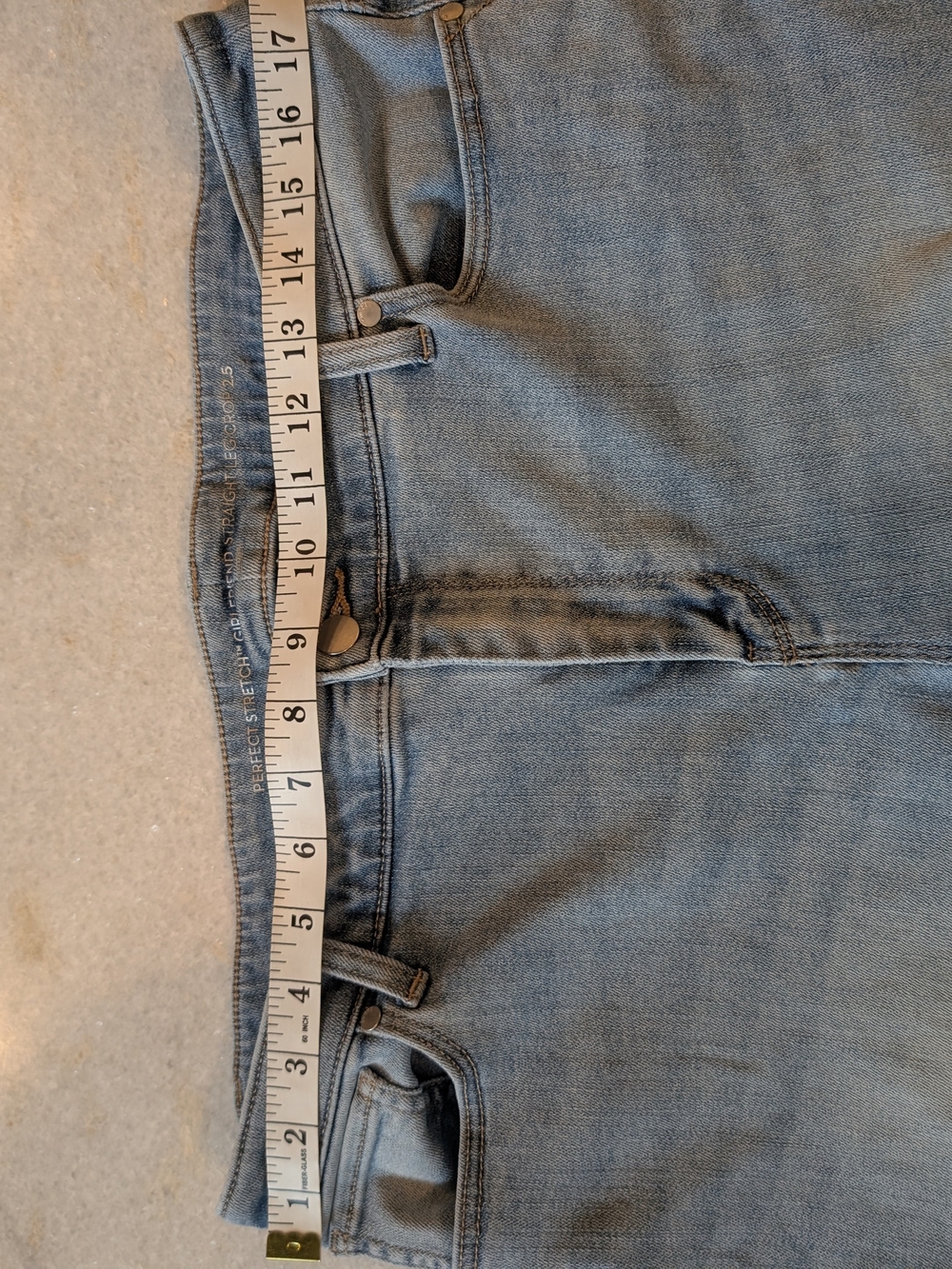 Chico's Perfect Stretch Girlfriend Straight Leg Cropped Jeans With Embellished H - Picture 3 of 8